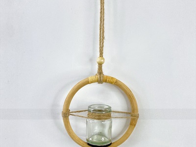 Vòng mây lọ thủy tinh treo tường thủy canh [Cute] ĐK15cm BINHLOHOA-07